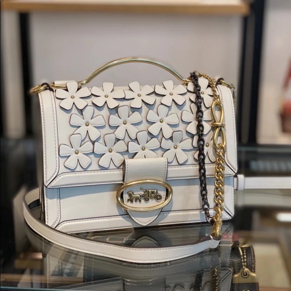 Coach Riley Top Handle 22 With Floral Applique